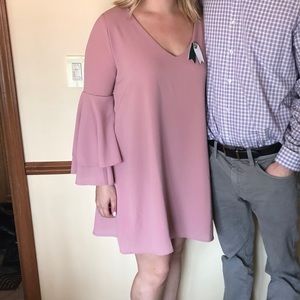 Pink bell sleeve dress